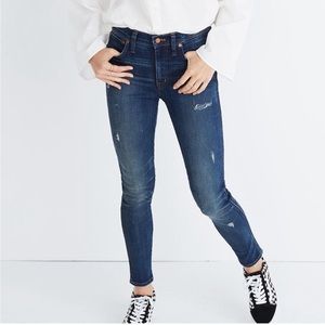 Madewell | Size 28 9" High-Rise Skinny Jeans Blue Wash Distressed Edition